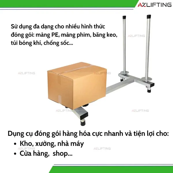 Dụng Cụ Quấn Màng PE Đế Xoay 360° 2 Trụ Đứng
