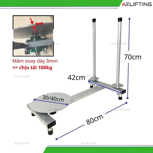 Dụng Cụ Quấn Màng PE Đế Xoay 360° 2 Trụ Đứng