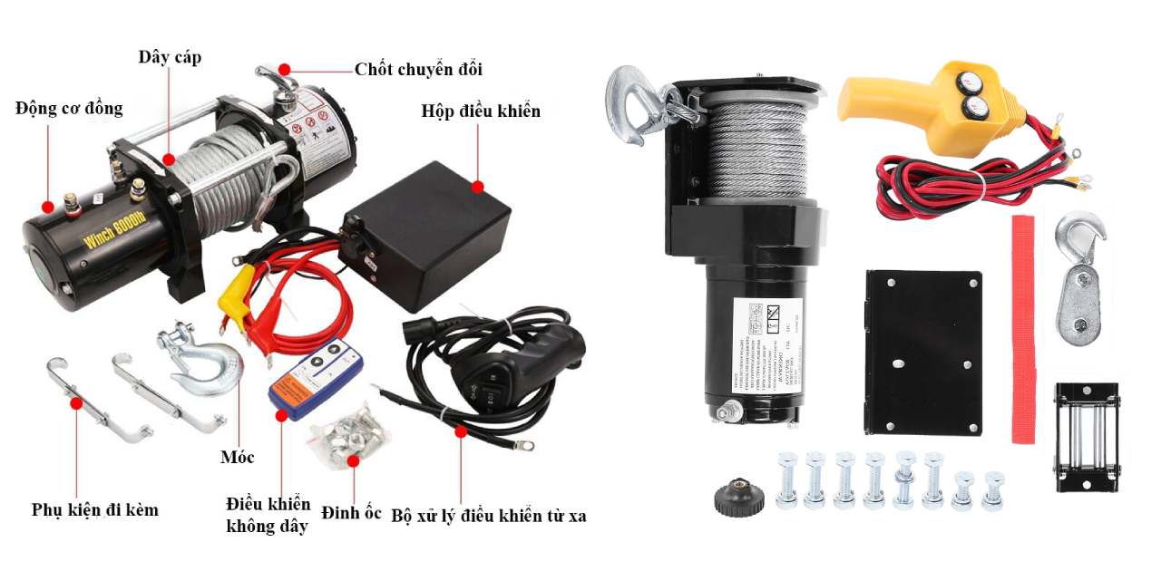 Cấu tạo cơ bản của tời điện ắc quy Cấu tạo cơ bản của tời điện ắc quy