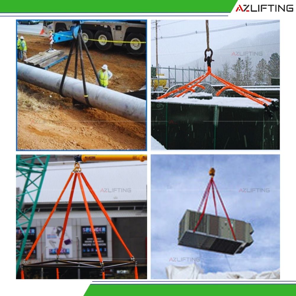 Ứng dụng Bộ sling cáp vải cẩu hàng bản tròn 1 chân, 2 chân, 3 chân, 4 chân Ứng dụng Bộ sling cáp vải cẩu hàng bản tròn 1 chân, 2 chân, 3 chân, 4 chân