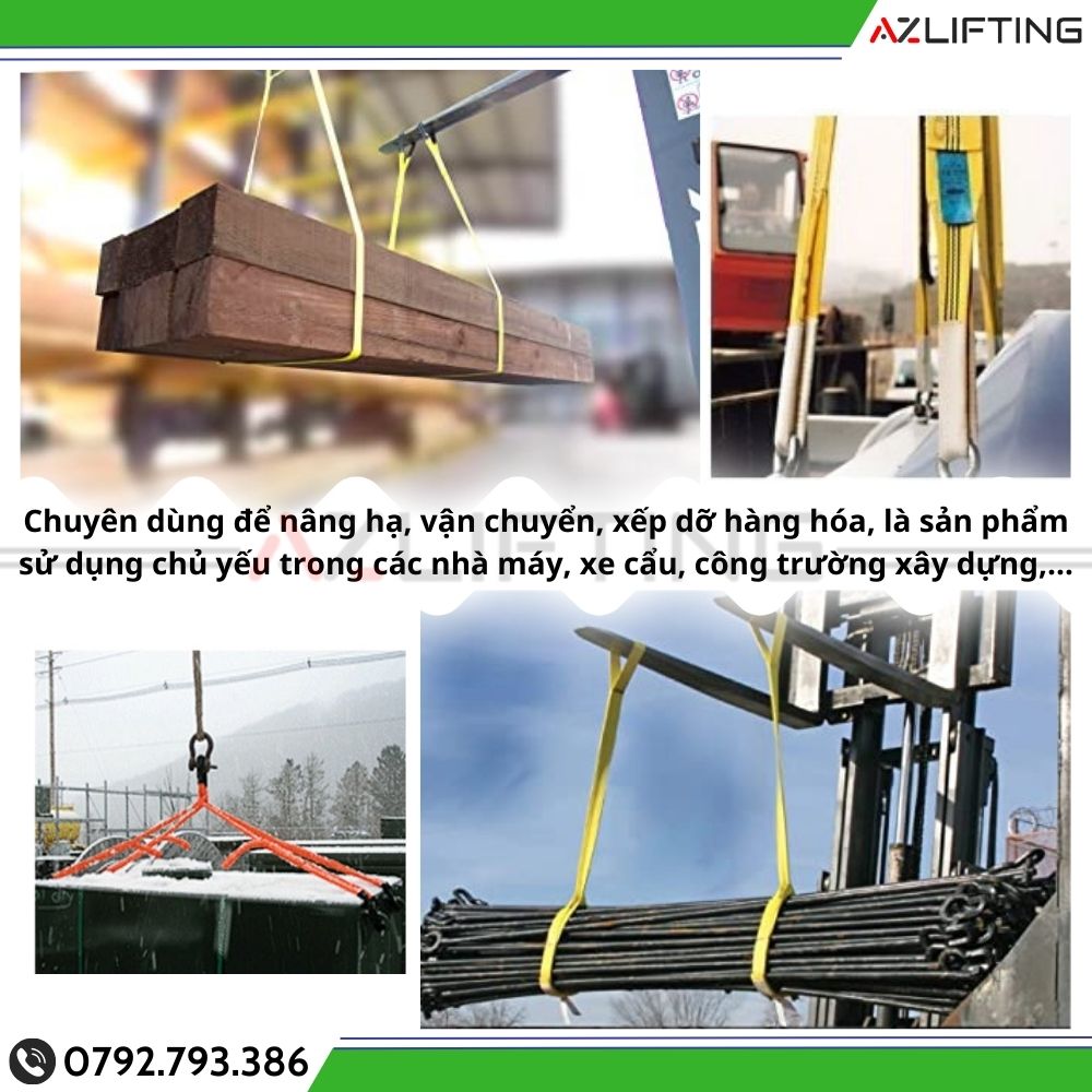 Ứng dụng của cáp vải dẹt 1 Tấn x 3 Mét Ứng dụng của cáp vải dẹt 1 Tấn x 3 Mét