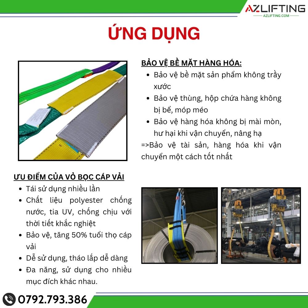 ứng dụng ốp bảo vệ cáp vải cẩu hàng