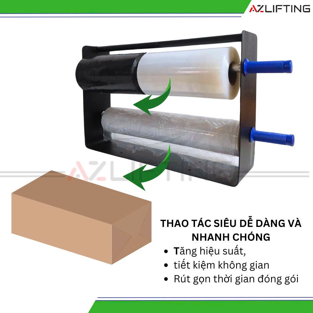 ưu điểm dụng cụ quấn màng PE 2 trụ để bàn