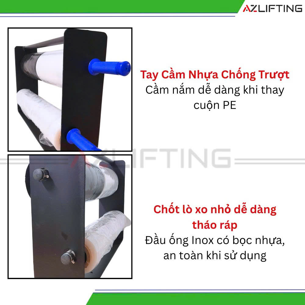 cấu tạo dụng cụ quấn màng PE 2 trụ để bàn