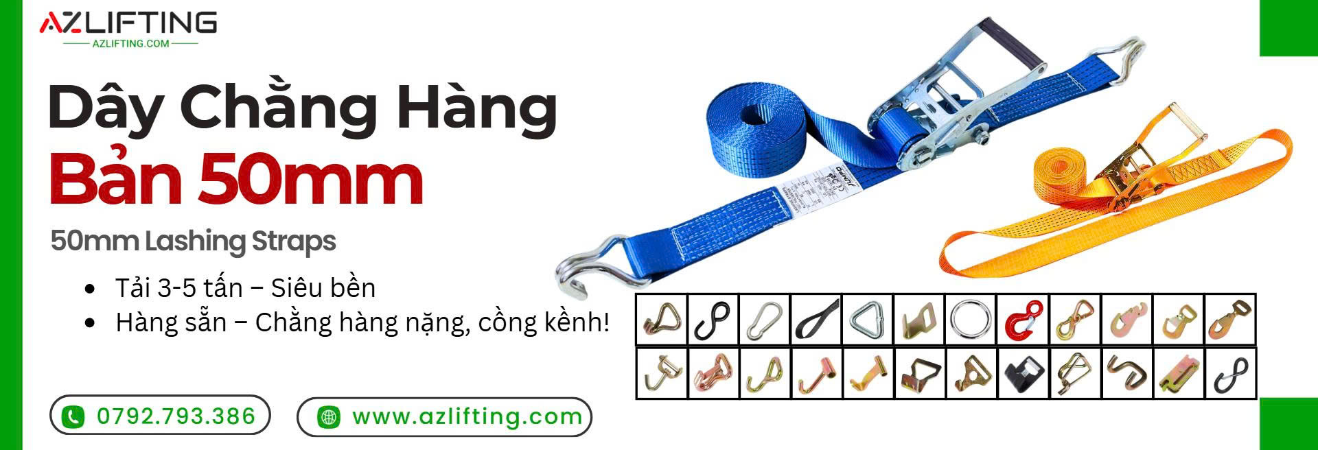 Dây chằng hàng bản 50mm - 50mm Lashing Straps Dây chằng hàng bản 50mm - 50mm Lashing Straps