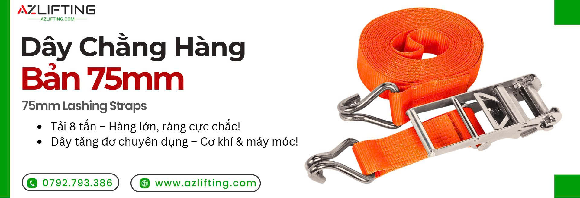 Dây chằng hàng tăng đơ 8 tấn bản 75mm Dây chằng hàng tăng đơ 8 tấn bản 75mm