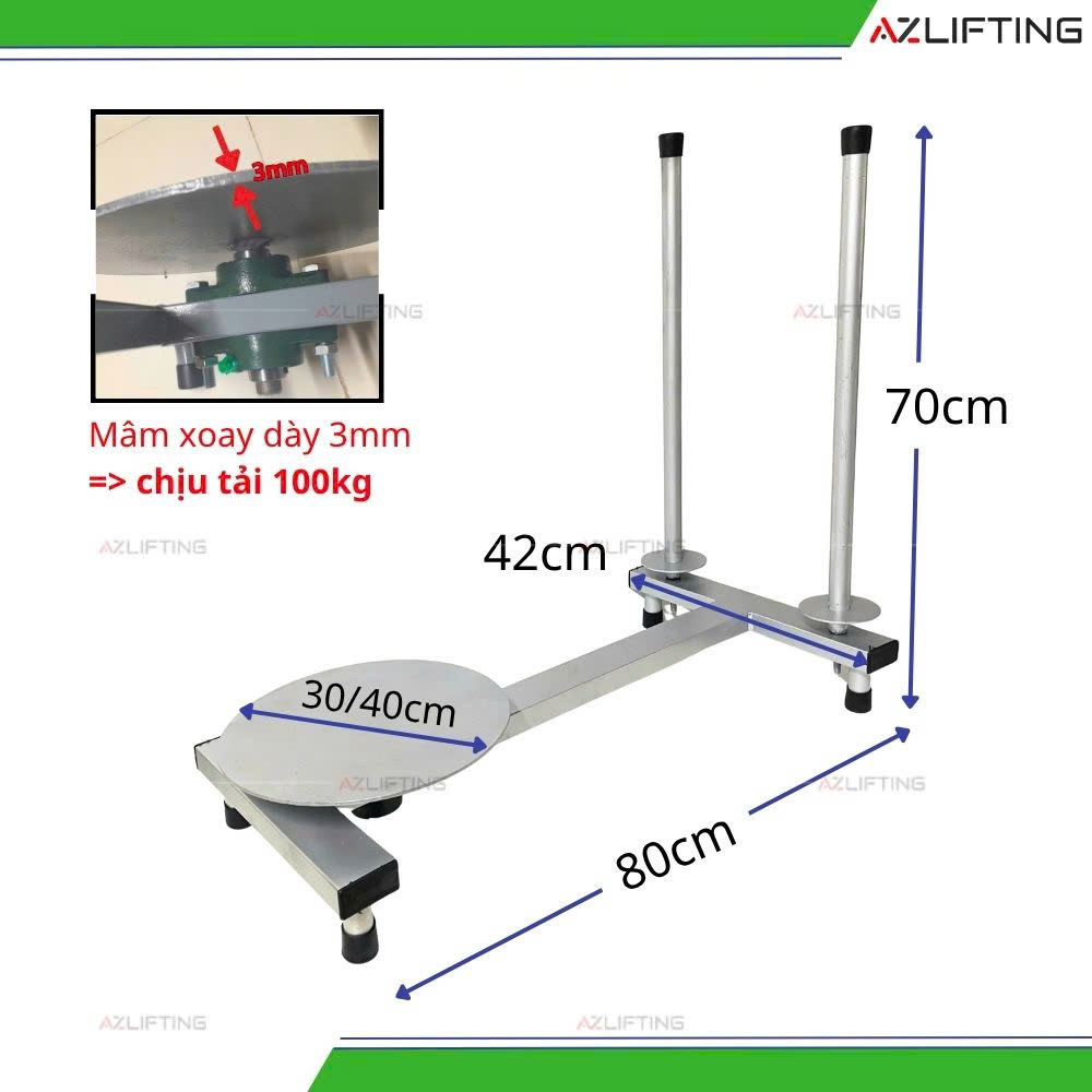 Thông số kỹ thuật & cấu tạo Dụng cụ quấn màng PE đế xoay 2 trụ Thông số kỹ thuật & cấu tạo Dụng cụ quấn màng PE đế xoay 2 trụ