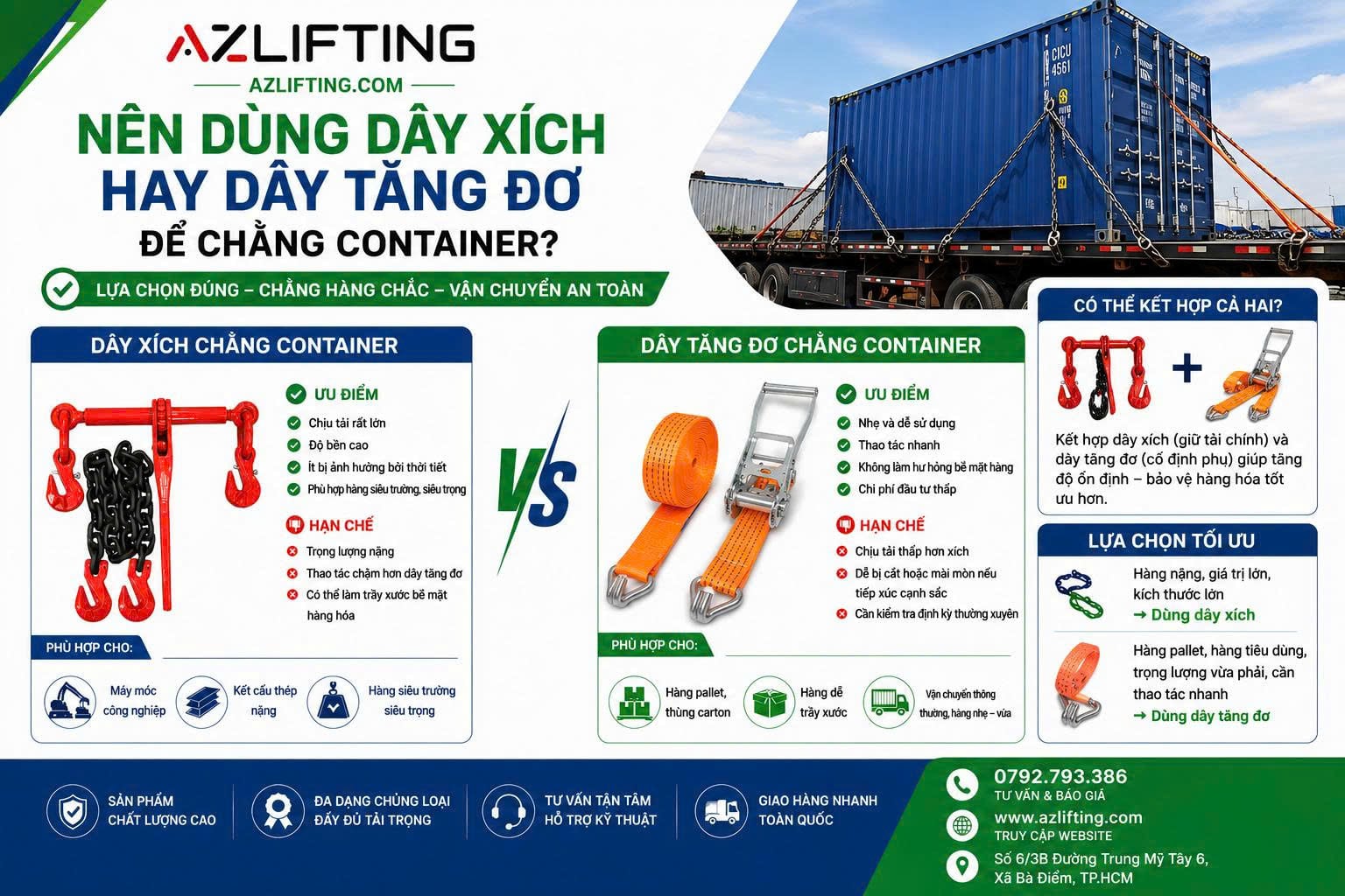 Nên Dùng Dây Xích Hay Dây Tăng Đơ Để Chằng Container? Nên Dùng Dây Xích Hay Dây Tăng Đơ Để Chằng Container?