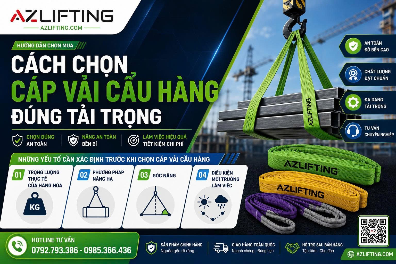 Hướng dẫn lựa chọn cáp vải cẩu hàng an toàn và hiệu quả Hướng dẫn lựa chọn cáp vải cẩu hàng an toàn và hiệu quả