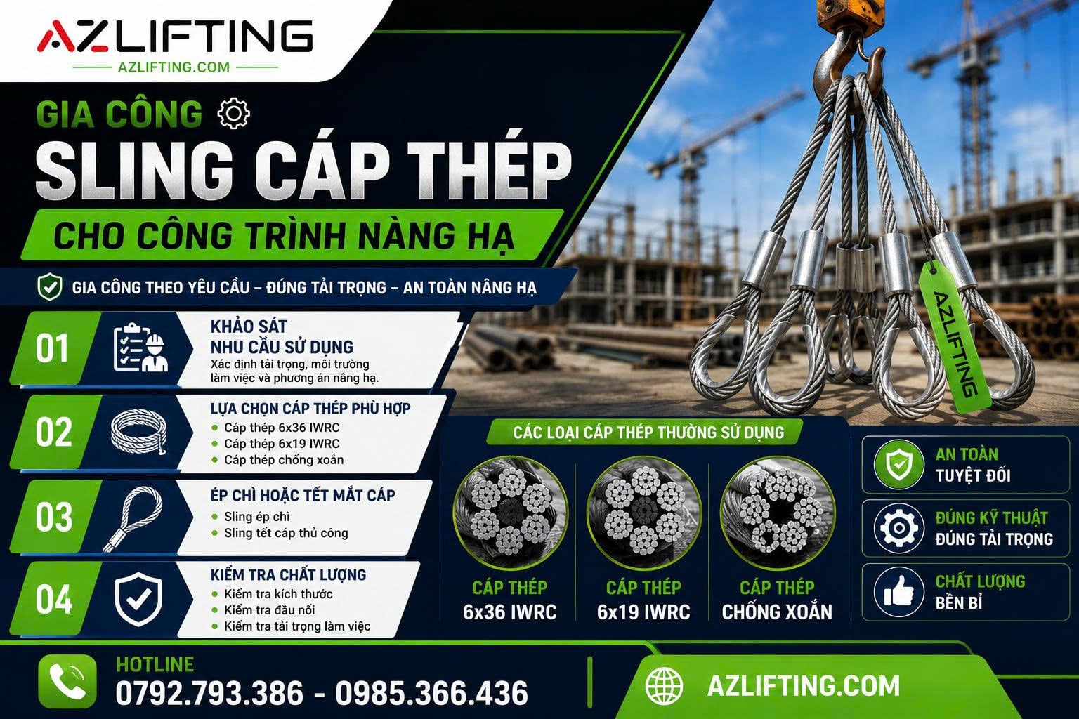 Quy Trình Gia Công Sling Cáp Thép Tại AzLifting Quy Trình Gia Công Sling Cáp Thép Tại AzLifting