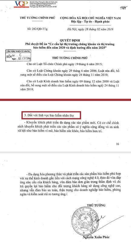 thủ tướng chính phủ khuyến khích tham gia bảo hiểm nhân thọ