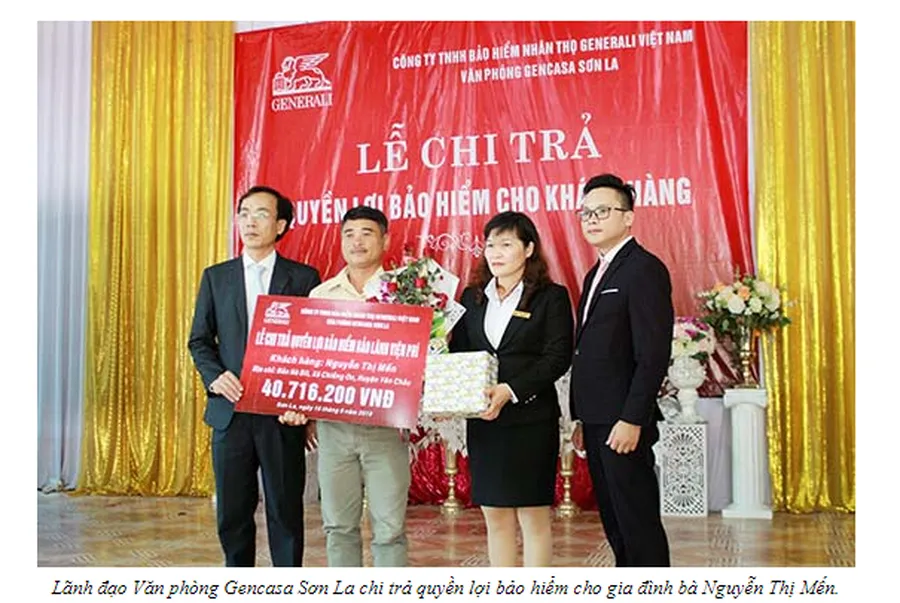 VĂN PHÒNG GENCASA SƠN LA (CÔNG TY TNHH BẢO HIỂM NHÂN THỌ GENERALI VIỆT NAM): CHI TRẢ QUYỀN LỢI BẢO HIỂM CHO KHÁCH HÀNG