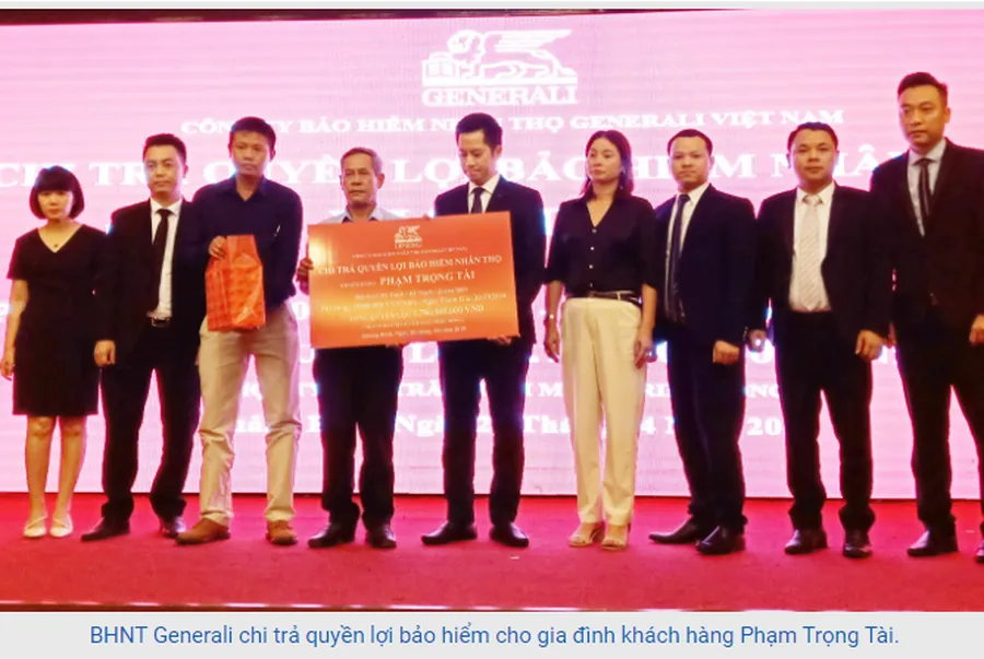 BẢO HIỂM GENERALI VIỆT NAM CHI TRẢ HƠN 1,78 TỶ ĐỒNG CHO KHÁCH HÀNG