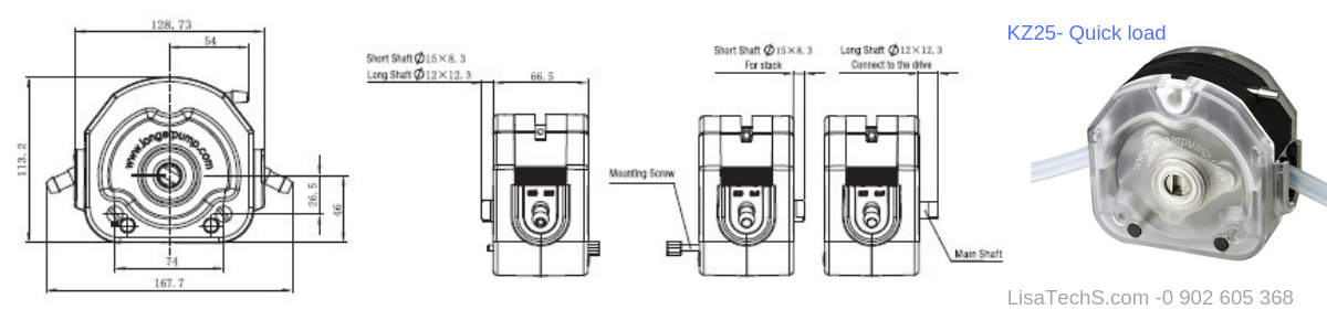 KZ25- Cấu trúc bảng vẽ đầu bơm nhu động KZ25 KZ25- Cấu trúc bảng vẽ đầu bơm nhu động KZ25