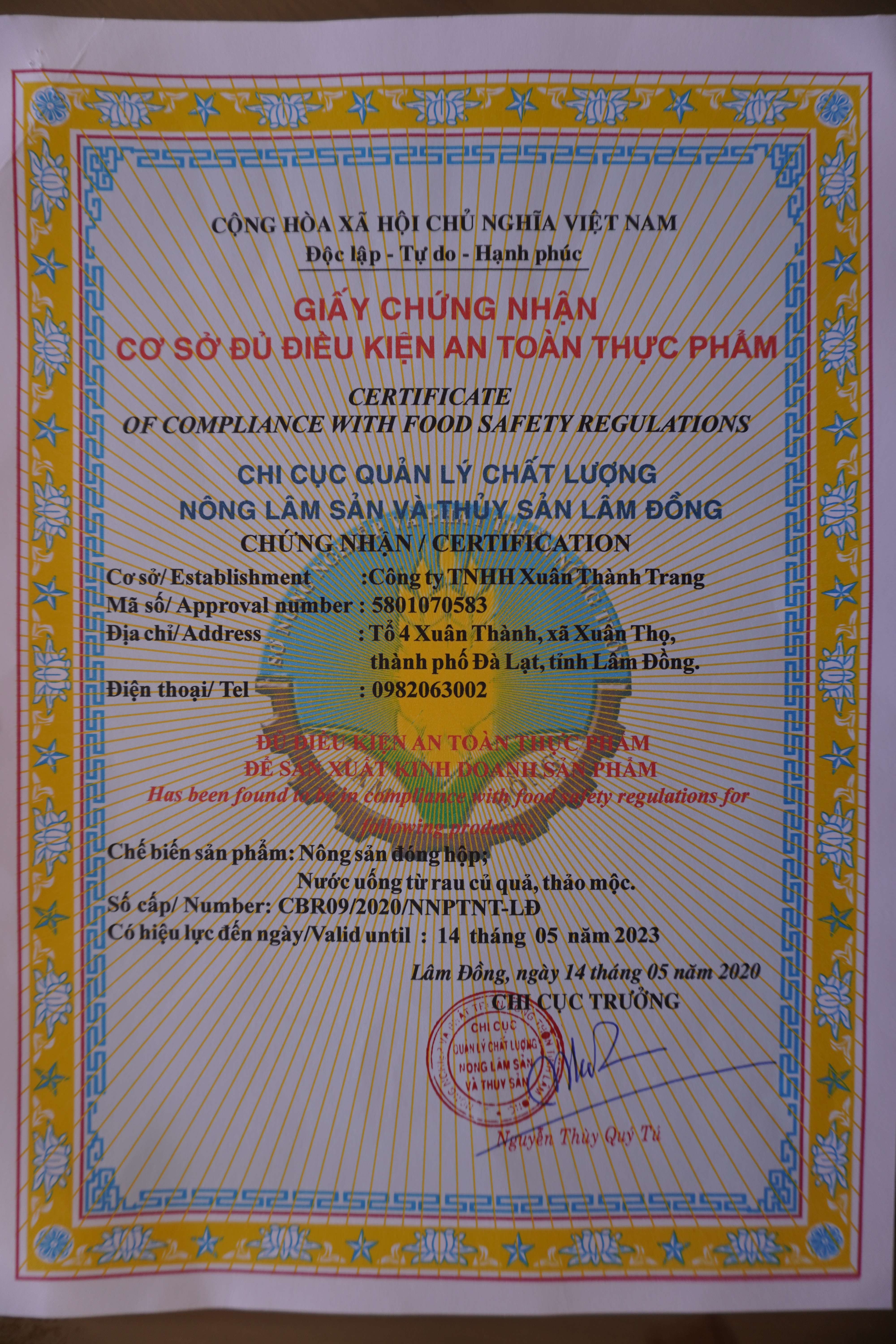 Giấy chứng nhận cơ sở đủ điệu kiện vệ sinh an toàn thực phẩm Giấy chứng nhận cơ sở đủ điệu kiện vệ sinh an toàn thực phẩm