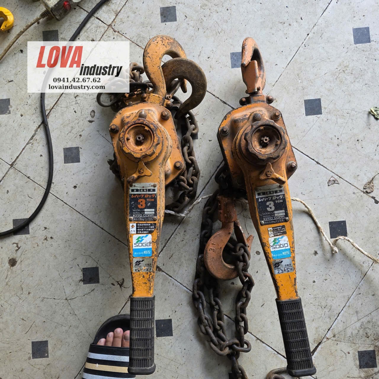 Pa lăng xích lắc tay 3 tấn KITO nhật bãi Pa lăng xích lắc tay 3 tấn KITO nhật bãi