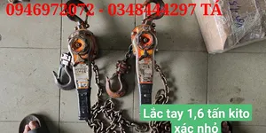Cặp pa lăng xích lắc tay 1,6 tấn KITO Nhật bãi xác nhỏ cán ngắn