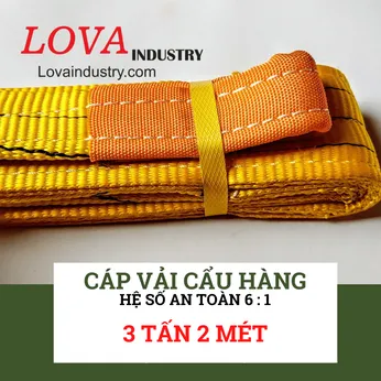 Dây Cáp Vải Cẩu Hàng Bản Dẹp 3 Tấn 2 Mét 2 Đầu Mắt Hệ Sô An toàn 6 :1 - LOVA industry