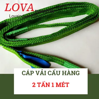 Dây Cáp Vải Cẩu Hàng 2 Tấn 1 Mét 2 Đầu Mắt Hệ Sô An toàn 6 :1