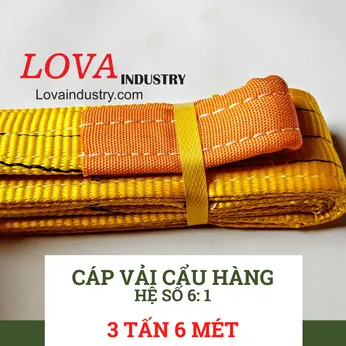 Dây Cáp Vải Cẩu Hàng Bản Dẹp 3 Tấn 6 Mét 2 Đầu Mắt Hệ Sô An toàn 6 :1 - LOVA industry