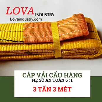 Dây Cáp Vải Cẩu Hàng Bản Dẹp 3 Tấn 3 Mét 2 Đầu Mắt Hệ Sô An toàn 6 :1 - LOVA industry