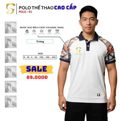 ÁO POLO THỂ THAO POLO01 TRẮNG