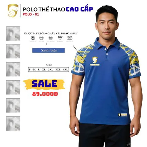ÁO POLO THỂ THAO POLO01 XANH DƯƠNG
