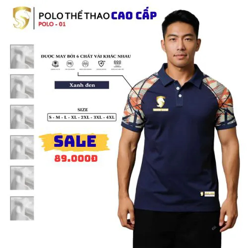 ÁO POLO THỂ THAO POLO01 XANH ĐEN
