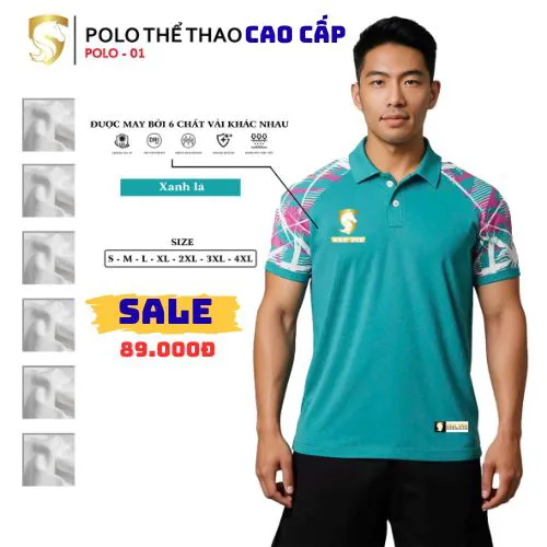ÁO POLO THỂ THAO POLO01 XANH NGỌC