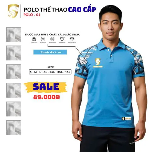 ÁO POLO THỂ THAO POLO01 XANH TRỜI