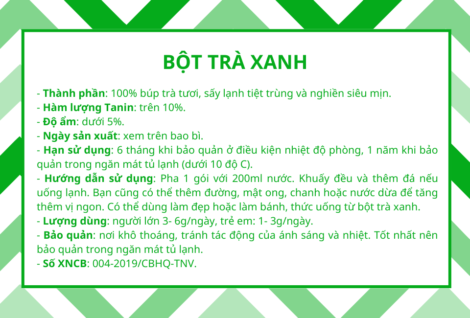 Bột Trà Xanh - Hộp 15 gói x 3gr