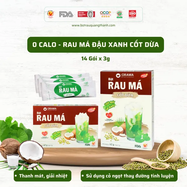 Bột Rau Má Đậu Xanh Cốt Dừa - ORAMA - Đường 0 Calo