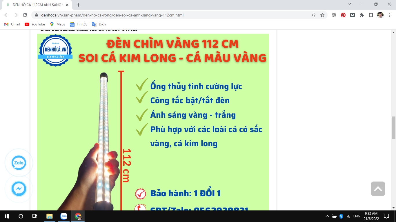 Đèn led màu vàng cho hồ cá