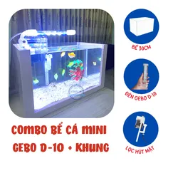 Hồ cá mini để bàn FULL COMBO GEBO - D10 đầy đủ hồ lọc đèn + KHUNG