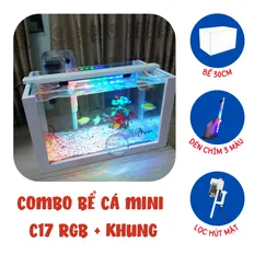 Hồ cá mini để bàn FULL COMBO C20 RGB đầy đủ hồ lọc đèn + KHUNG