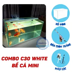 Bể cá mini 40cm COMBO WHITE - C30 đầy đủ phụ kiện lọc, đèn