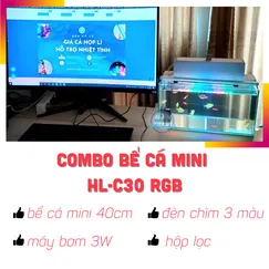 Bể cá mini 40cm Full COMBO máy bơm hộp lọc đèn hồ cá HL-C27 RGB lên màu đẹp mắt, giá tốt