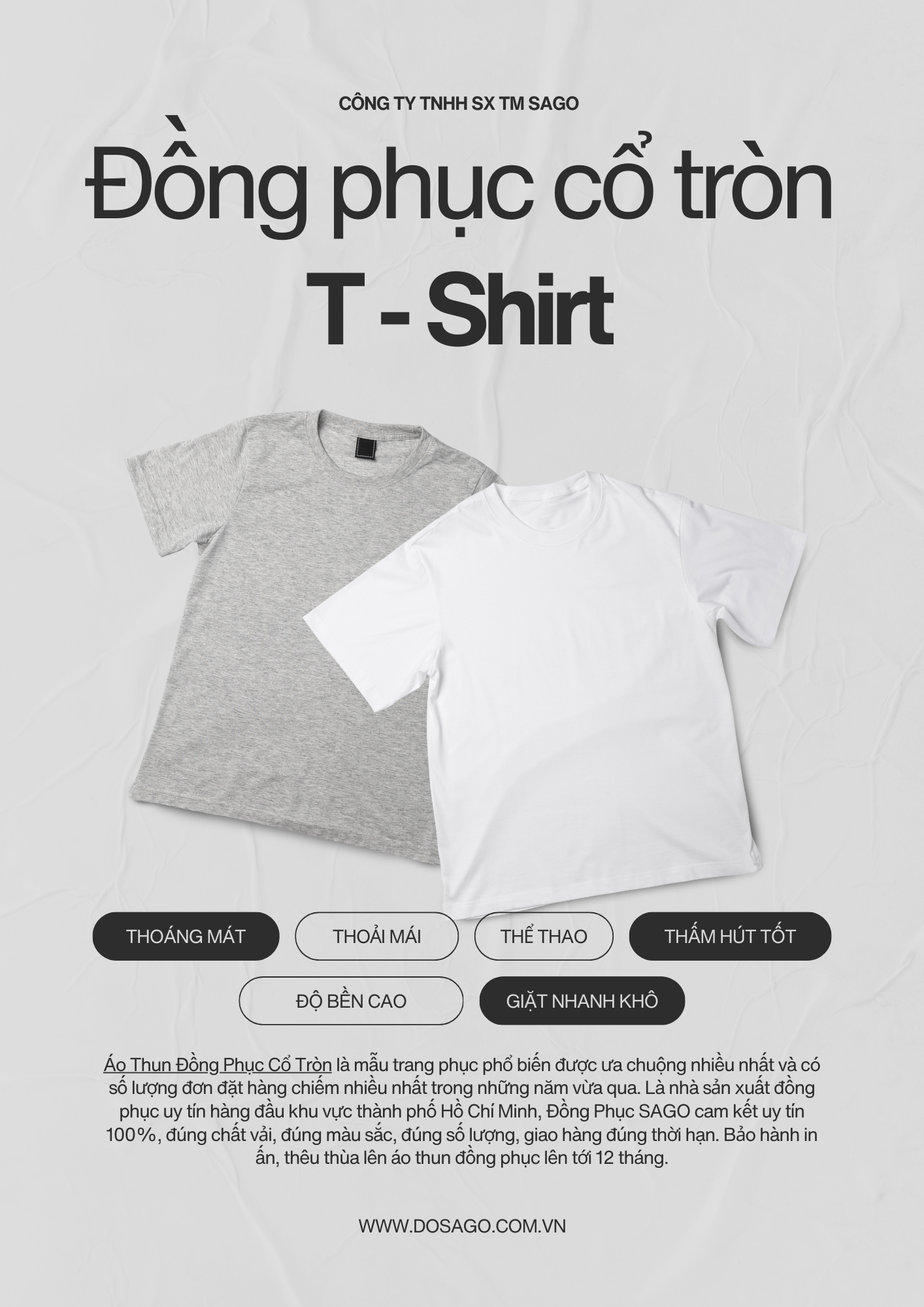 Áo thun cổ tròn | ĐỒNG PHỤC SAGO 0915.002.919
