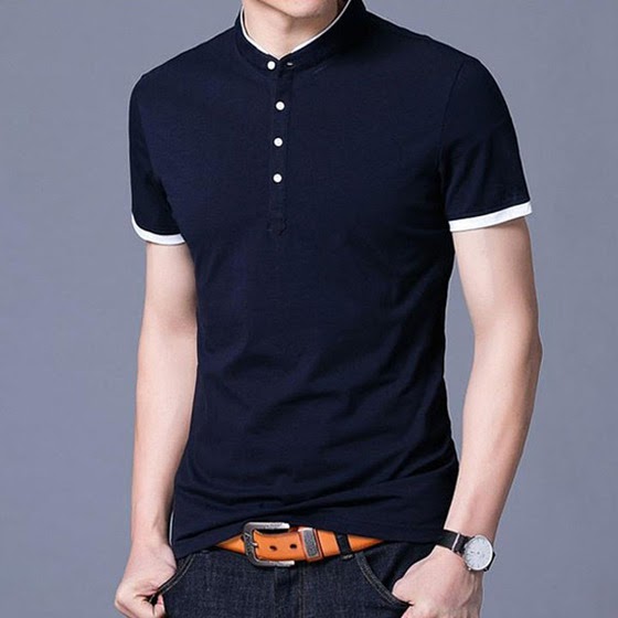 Áo thun cổ trụ chất liệu 100% cotton thoáng mát cho mùa hè Áo thun cổ trụ chất liệu 100% cotton thoáng mát cho mùa hè