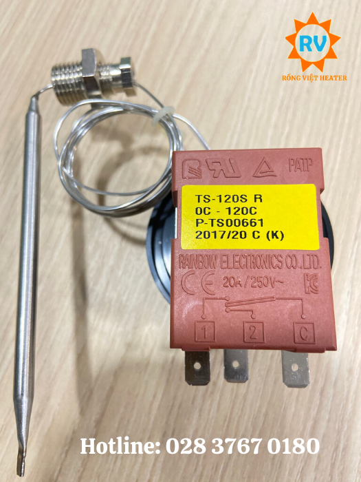 Bộ điều khiển nhiệt độ cơ RAINBOW Korea 120°C 20A 250V Bộ điều khiển nhiệt độ cơ RAINBOW Korea 120°C 20A 250V