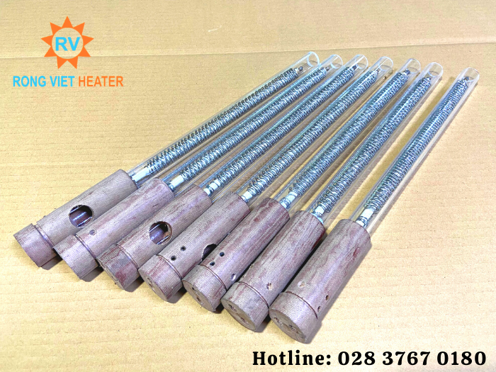 Điện trở ép seam thủy tinh Ø20*255 / 220V 3KW Điện trở ép seam thủy tinh Ø20*255 / 220V 3KW