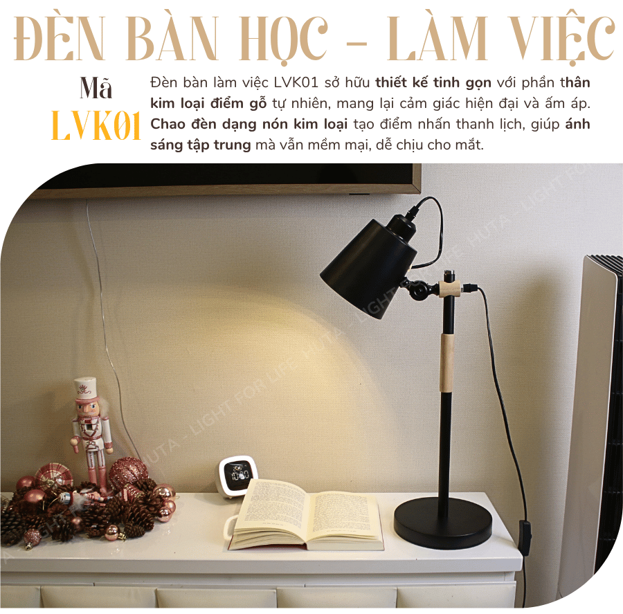 1. Đèn bàn làm việc mã LVK01 có gì nổi bật?