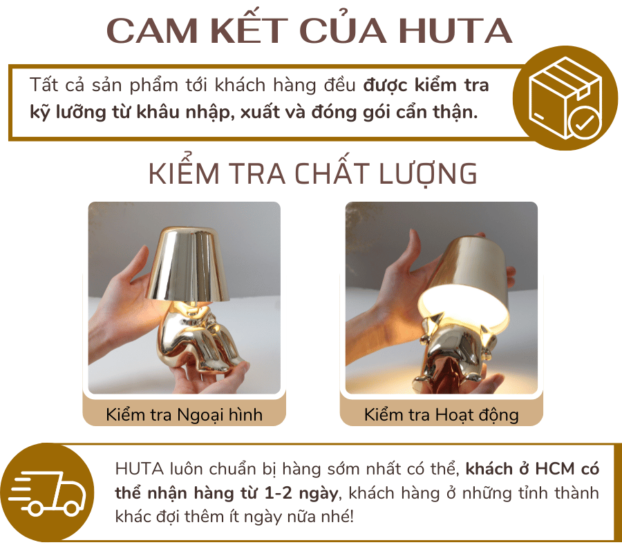 5. Chính sách bảo hành đèn bàn trang trí HUTA