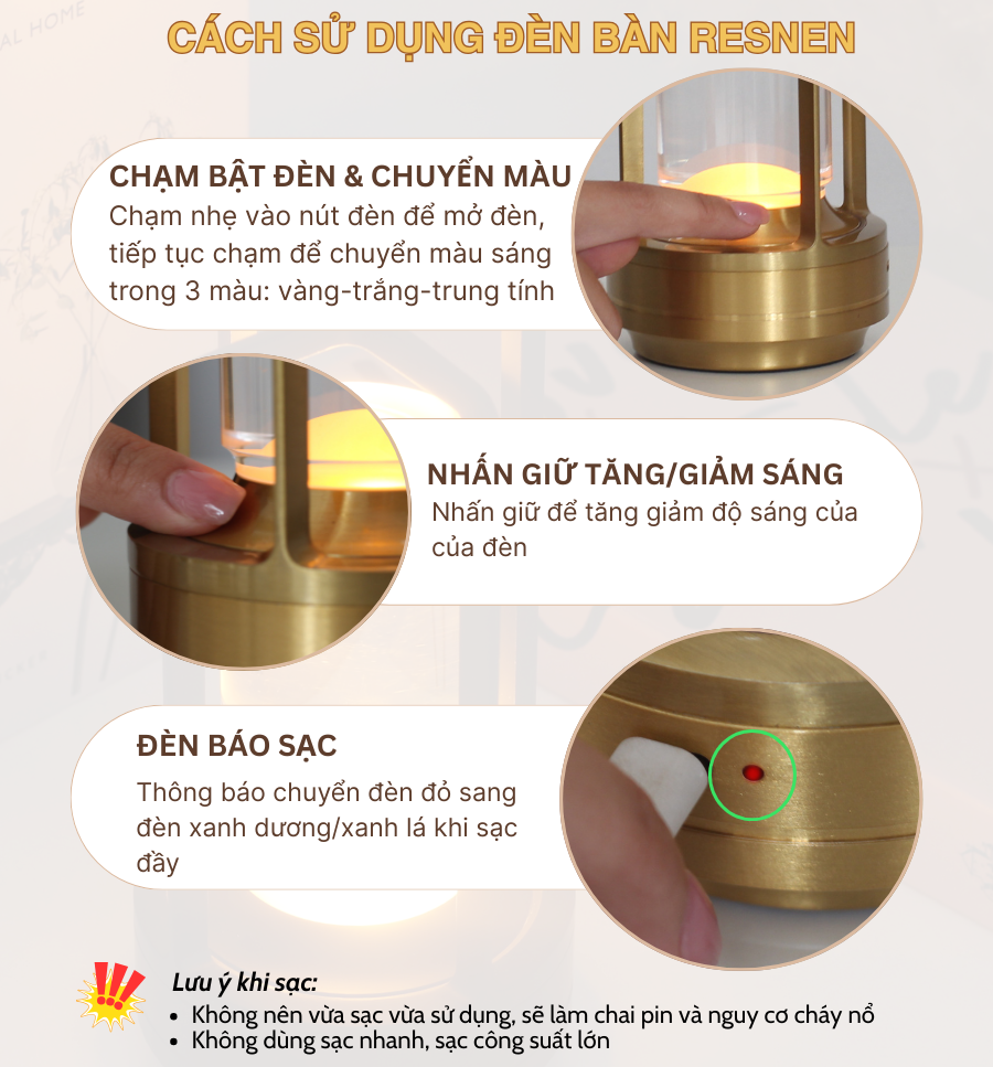 Đèn bàn LED quầy bar, nhà hàng RESNEN có dễ sử dụng không