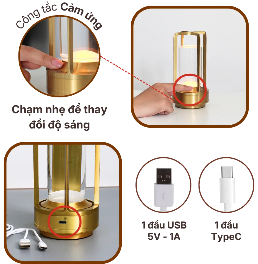 Thông số kỹ thuật đèn bàn pin sạc RESNEN chạm cảm ứng, bảo hành 18 tháng