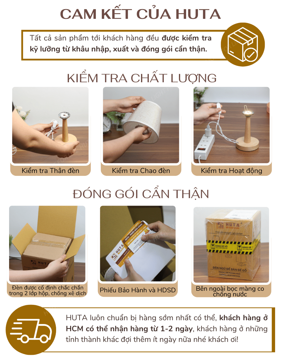 5. Chính sách bảo hành đèn ngủ để bàn HUTA