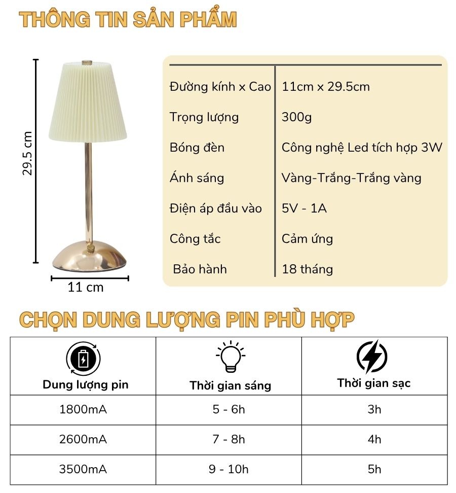 Thông số kỹ thuật đèn trang trí bàn ăn mã RESBED5