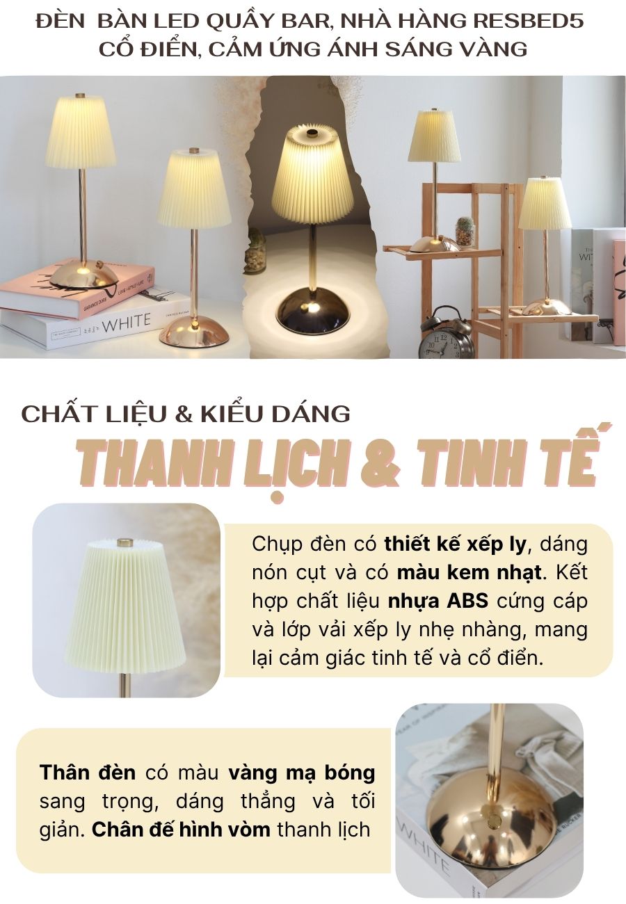 Không đơn thuần là nguồn sáng, đèn bàn led nhà hàng mã RESBED5 góp phần định hình phong cách không gian