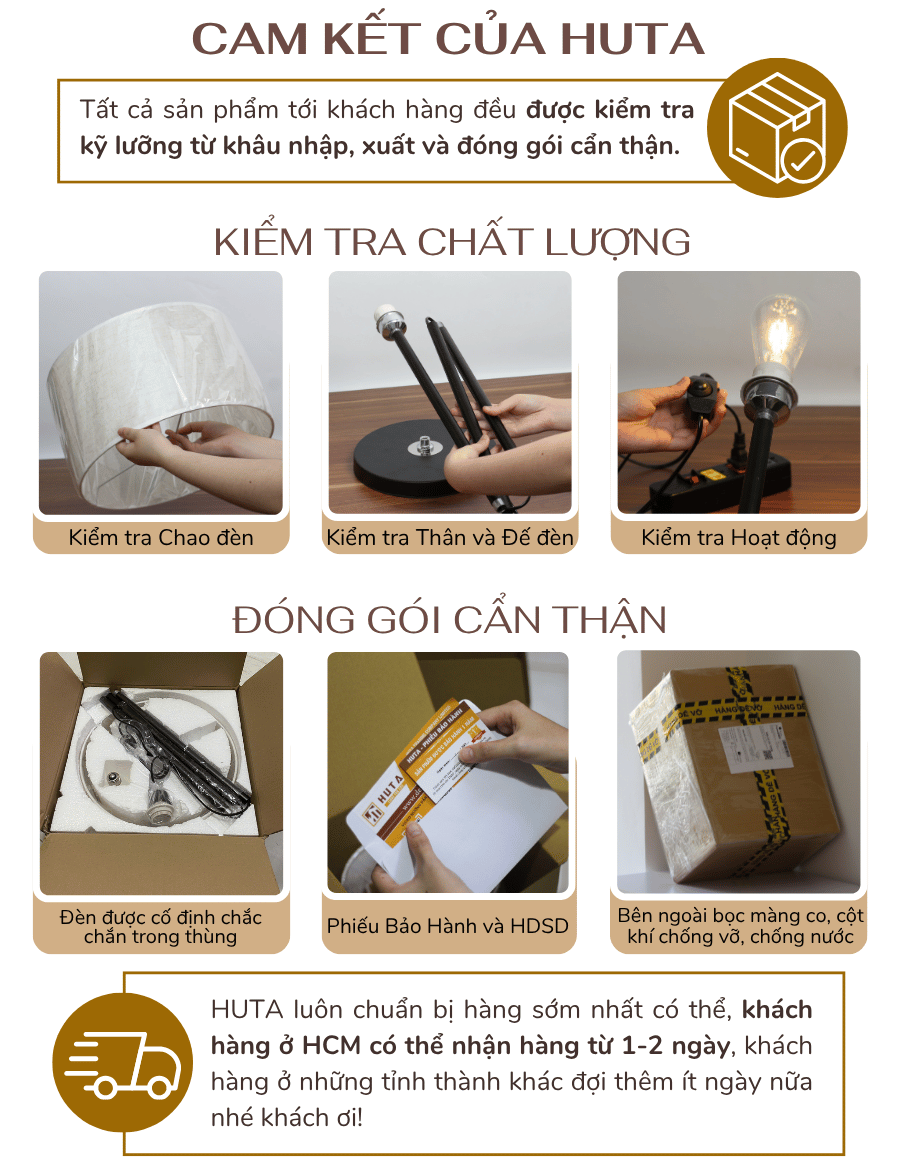 5. Chính sách bảo hành đèn cây đứng HUTA