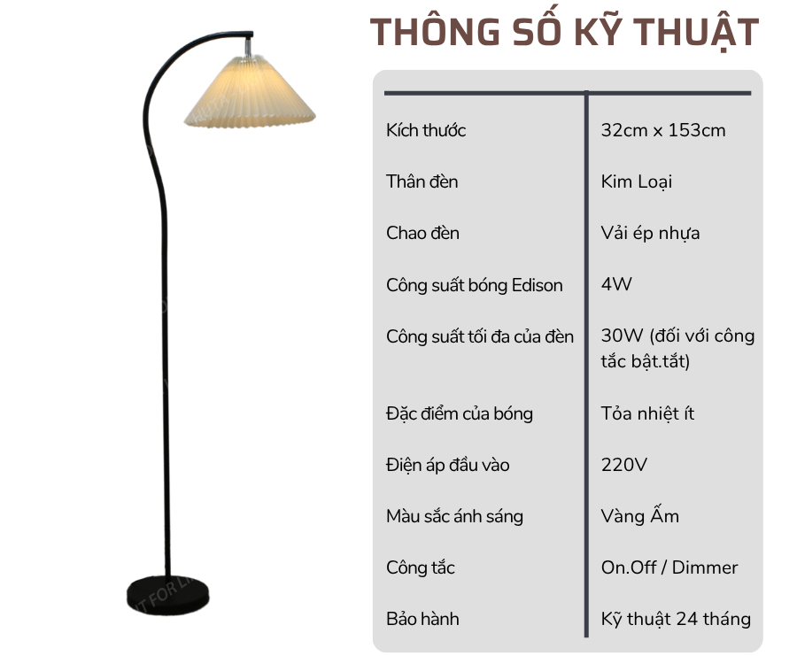 2. Thông số kĩ thuật đèn cây đứng mã KC06